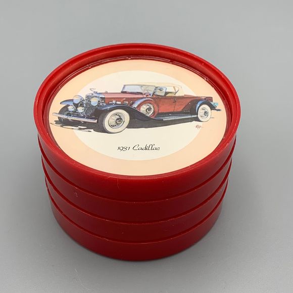 Set of 4 Ford Classic Cars Stackable Reversible Plastic Coasters Fathers Day - Picture 4 of 7